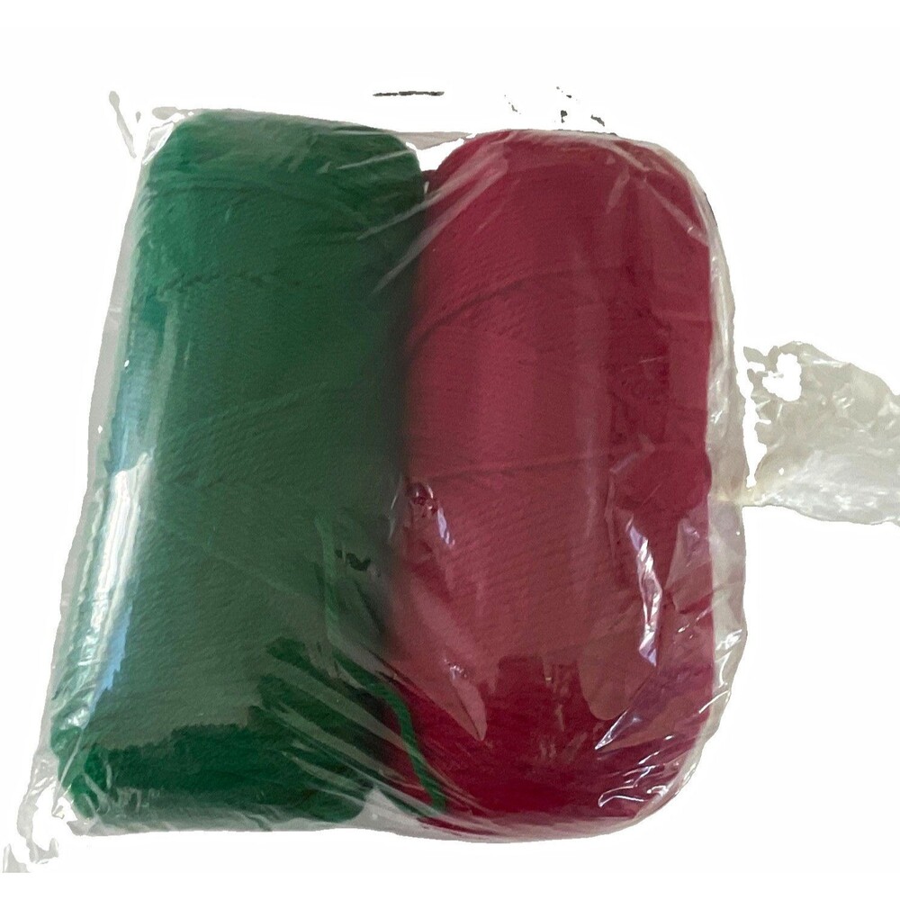 Lot of 2 Plain Yarn Skeins, Green & Red, for Crochet and Crafts
